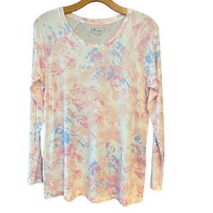 Miken S NWT Light Pink Blue Tie-Dye Long Sleeve Lightweight Casual T-Shirt Top